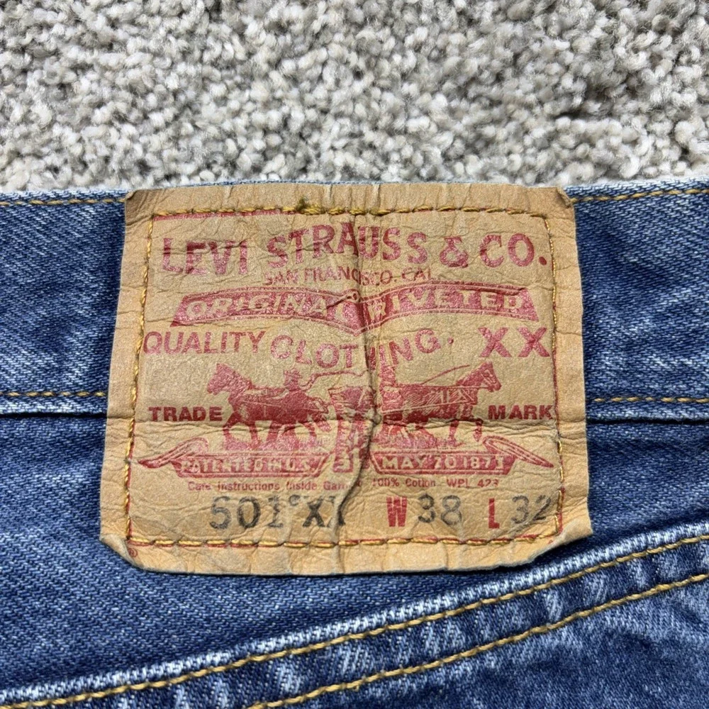 Levi's Denim Jeans 501XX-0000 ButtonFly 38x32 (36x29) Mexico‎ Y2K 90s Distressed
